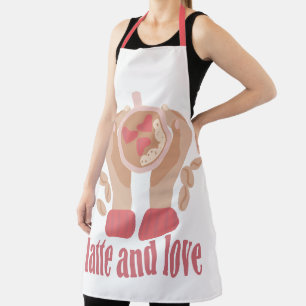 Tablier Latte et coupe d'amour, mains et citation de café