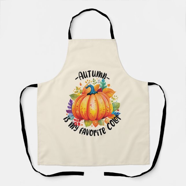 Tablier L'automne est ma couleur préférée - Citrouille et  (Recto)