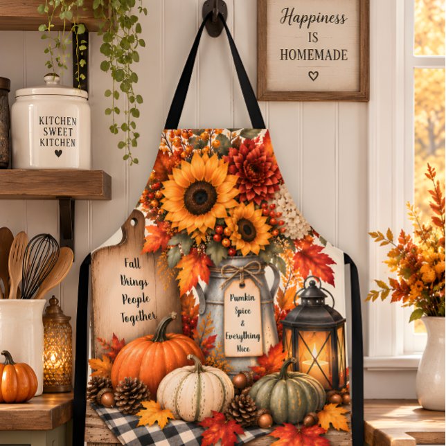 Tablier L'automne rassemble les gens, moisson rustique d'a (Fall design apron mockup image)