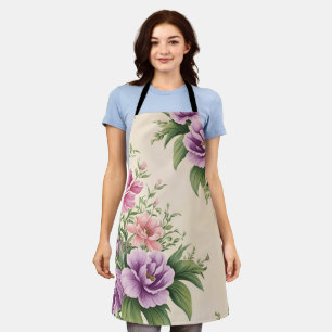 Tablier Lavande Et Rose Pays Jardin Floral Imprimer