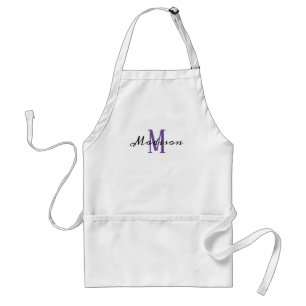 Tablier Lavande Purple Script moderne Nom initial Cuisine