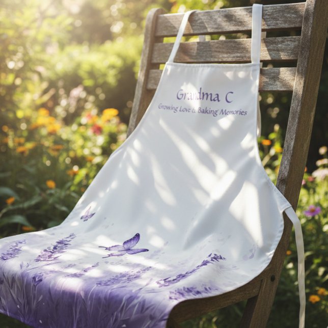 Tablier Lavender Bloom Grandma  (Lavender floral grandma apron)