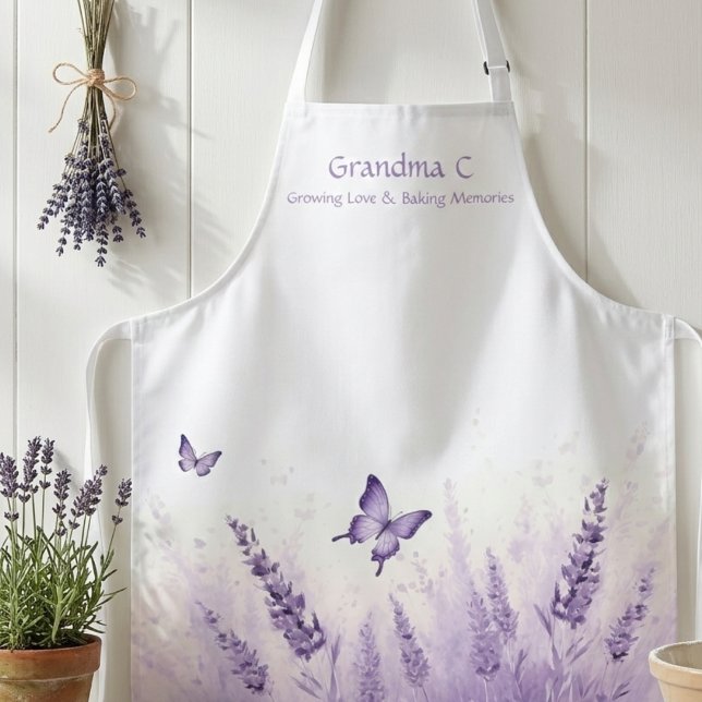 Tablier Lavender Bloom Grandma  (Lavender floral grandma apron)