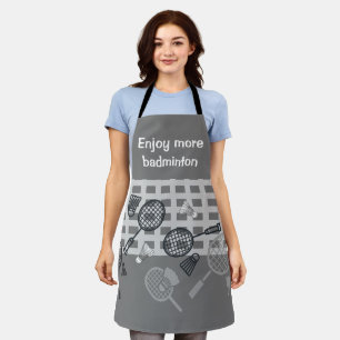 Tablier Le badminton noir et blanc sur gris