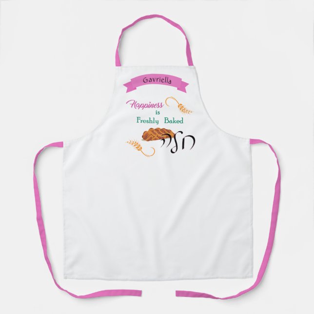 Tablier Le bonheur est fraîchement cuit Challah rose (Recto)