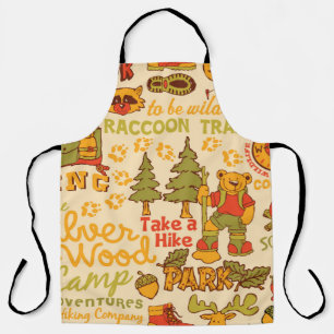 Tablier Le camp en bois d'argent, personnages mignons patt