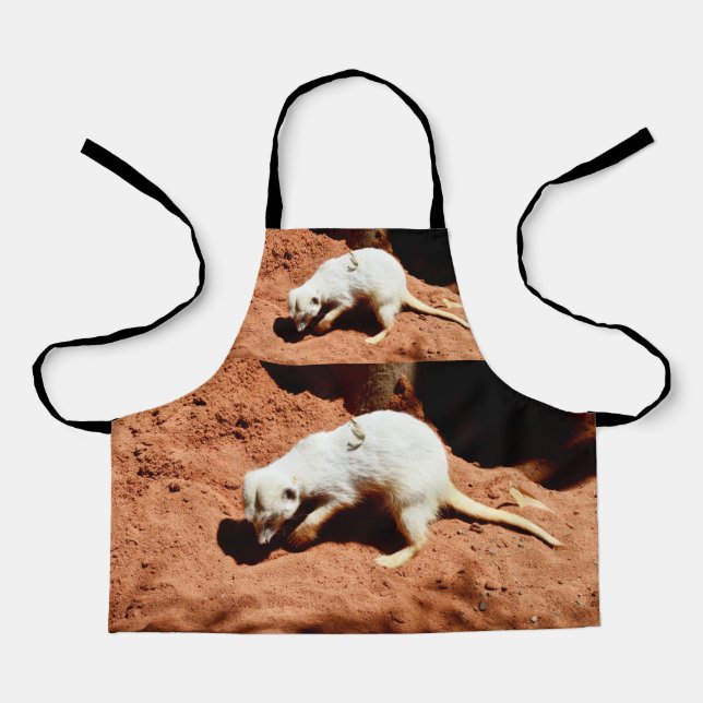 Tablier Le chercheur de la nature : suricate blanc creusan (Recto)