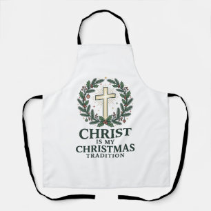 Tablier Le Christ est ma tradition de Noël Croix vintage D