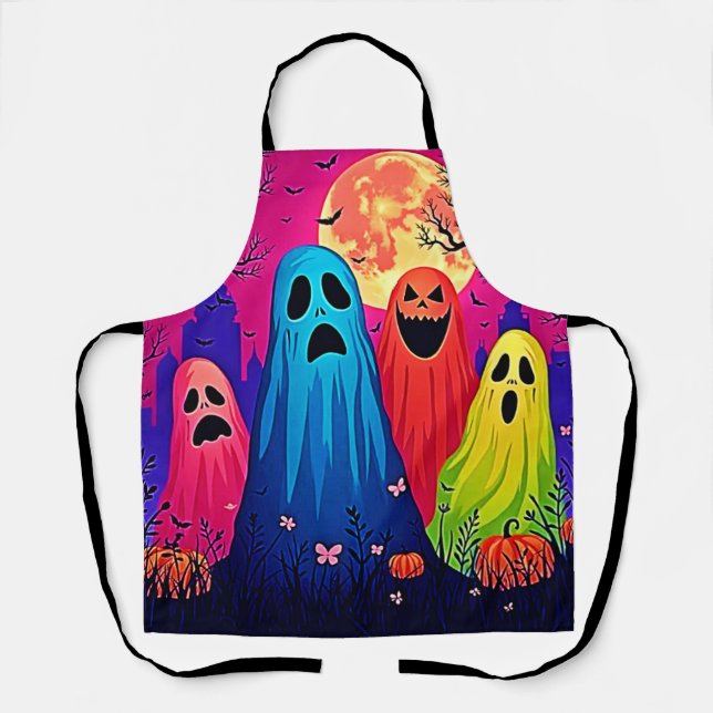 Tablier Le design de la fête d'Halloween de Neon Ghosts (Recto)