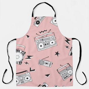 Tablier Lecteurs à cassette vintage : motif rétro.