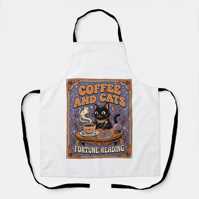 Tablier Lecture de la fortune du café et des chats avec de (Recto)