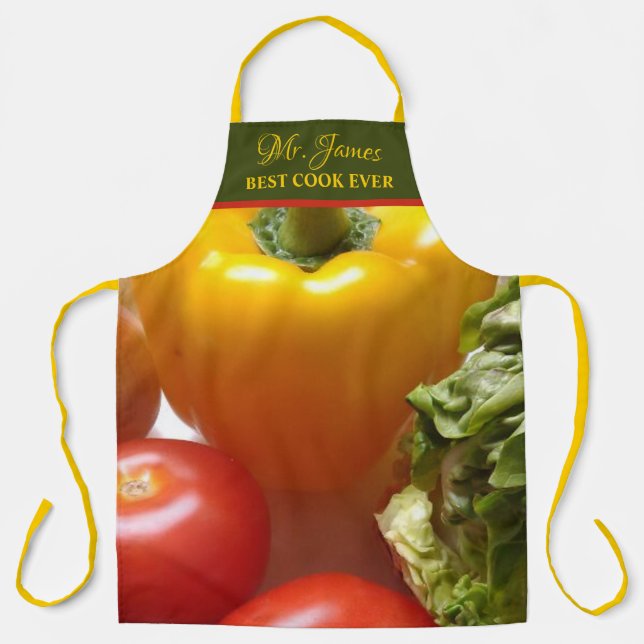 Tablier Légumes Tomates Meilleur Cuisinier Jamais Ajouter  (Recto)