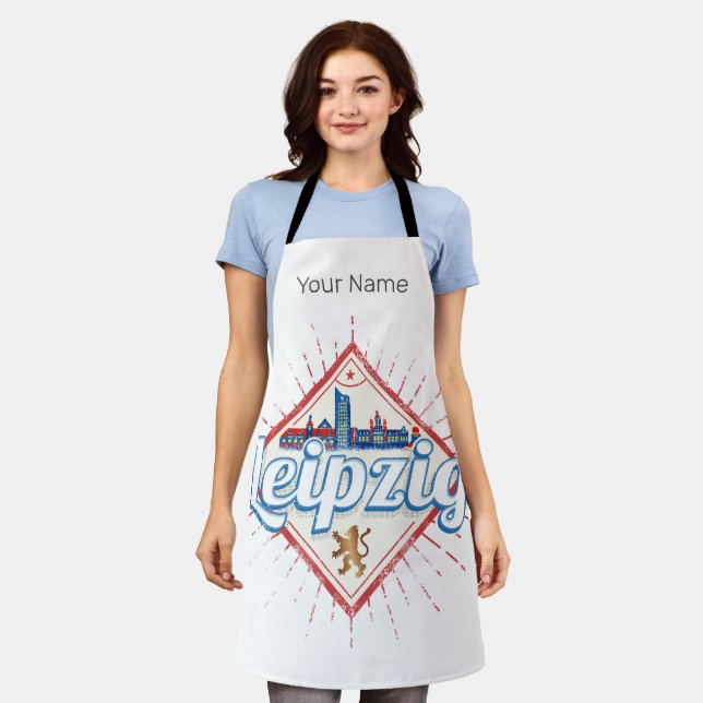 Tablier Leipzig Allemagne Saxe Retro Skyline Vintage (Porté)