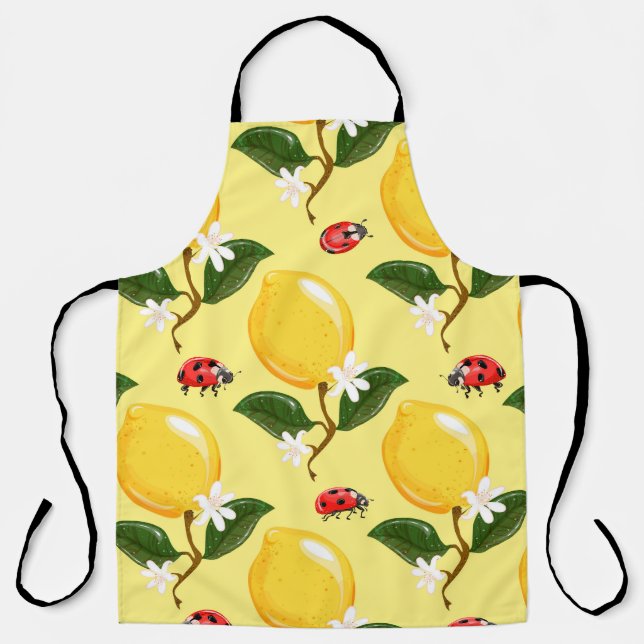 Tablier Lemon Ladybug : Motif jaune tropical. (Recto)