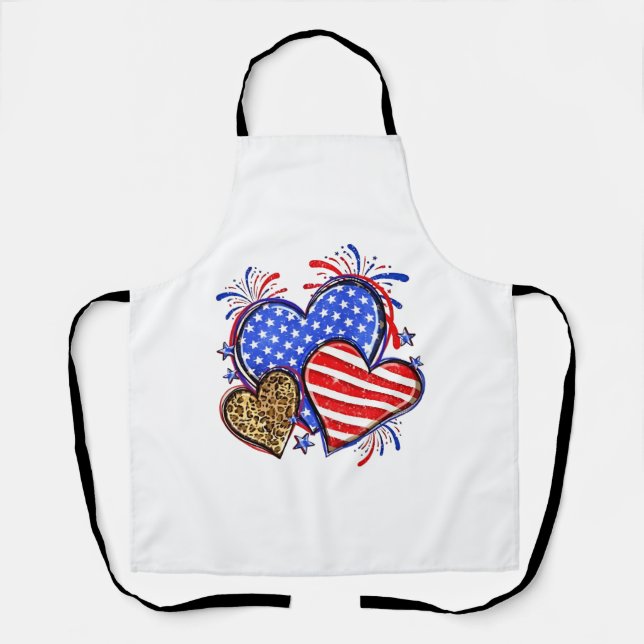 Tablier Leopard American Flag Heart 4 juillet USA (Recto)