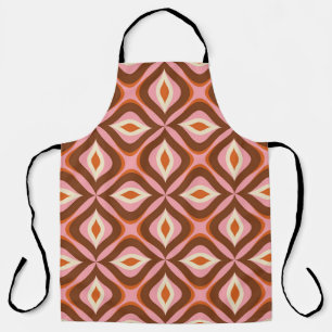 Tablier les années 70 Retro Motif sans fil en Orange, Brow