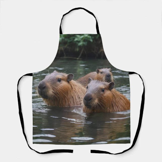 Tablier Les capybaras nagent dans la rivière,  (Recto)