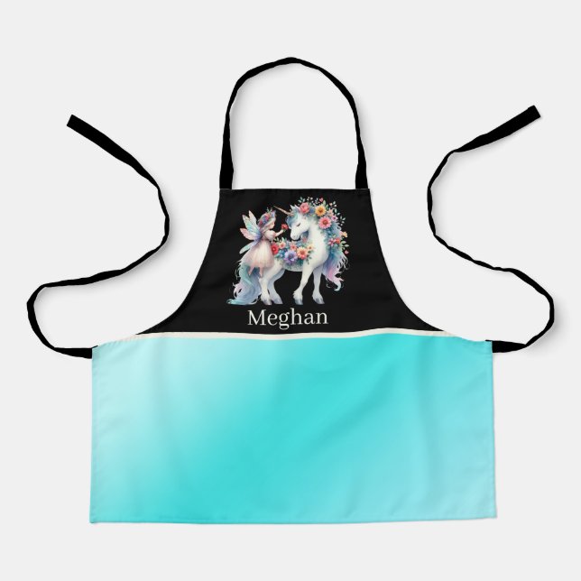 Tablier Les enfants mignons unicorn fairy ajouter nom (Recto)
