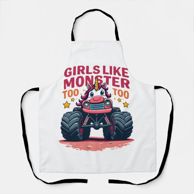 Tablier Les Filles Aiment les Camions Monstres Aussi Vinta (Recto)
