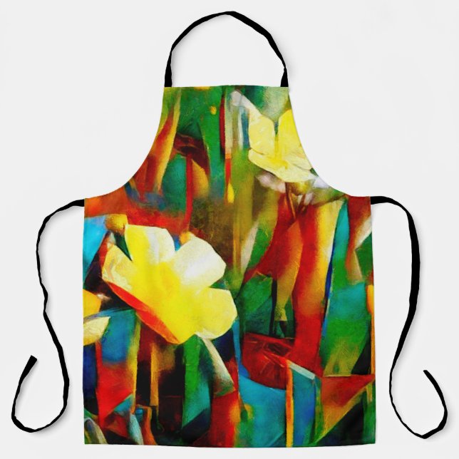 Tablier Les jonquilles. Composition florale Abstraite dans (Recto)