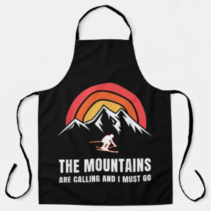 Tablier Les montagnes m'appellent et je dois partir skieur