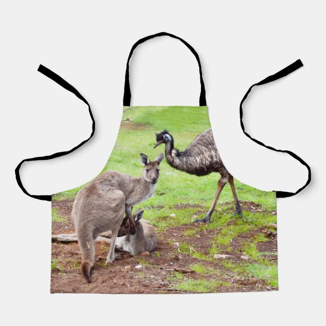 Tablier "Les Pals improbables : l'amitié Kangaroo et Emu" (Recto)