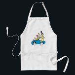 Tablier Les personnages de Dr. Seuss Les œufs verts et le<br><div class="desc">Cet article sous licence officielle de Dr Seuss présente une illustration classique du livre adoré, Les Œufs verts au jambon. Le design met en valeur Sam-I-Am, persévérant, offrant ses célèbres œufs verts et jambon sur un plateau au frustré Guy-Am-I. Ils sont représentés voyageant ensemble dans une voiture fantaisiste, accompagnés d'un...</div>