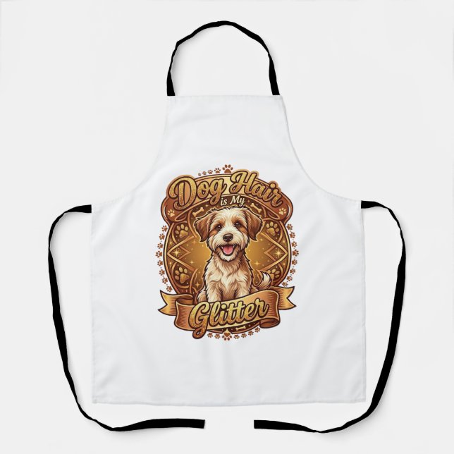 Tablier Les poils de chien sont ruban doré scintillant et  (Recto)