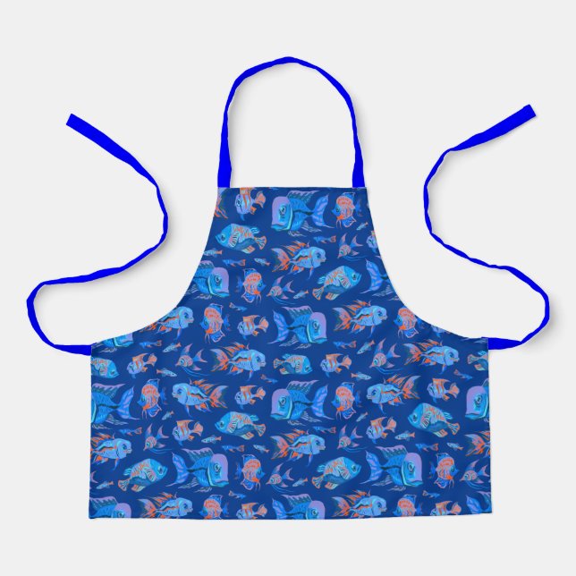 Tablier Les poissons tropicaux sur le bleu (Recto)