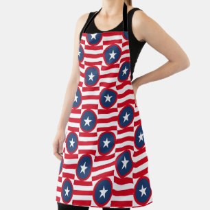 TABLIER LES STARS BLEUES ROUGES ET LES PATTERNS