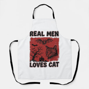 Tablier Les vrais hommes aiment les chats Halloween Vintag