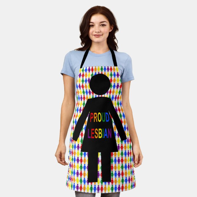 Tablier Lesbienne LGBTQ Silhouette et Rainbow Ladies (Porté)