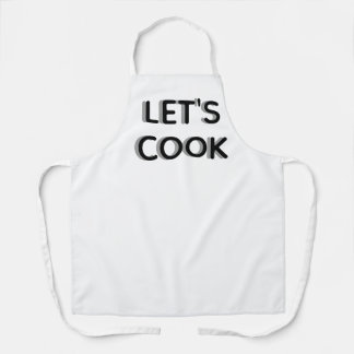 Tablier  “Let’s Cook” White Apron – Motivational Chef Quot