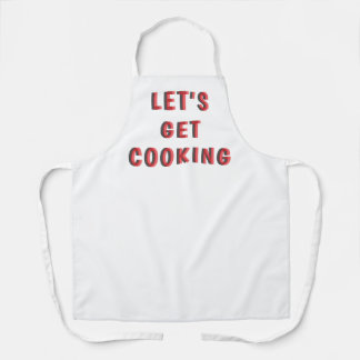 Tablier “Let’s Get Cooking” Motivational White Apron | Fun