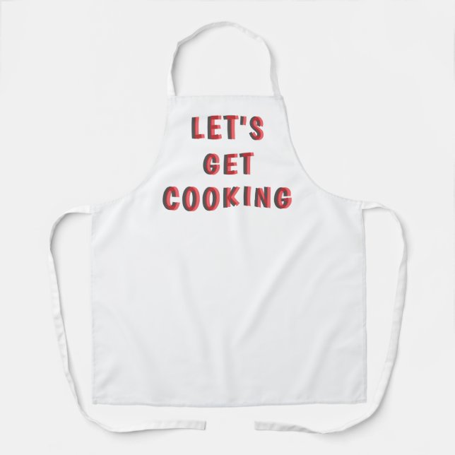 Tablier “Let’s Get Cooking” Motivational White Apron | Fun (Recto)