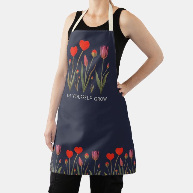 Tablier Let Yourself Grow Floral Heart Tulips Art (Insitu)