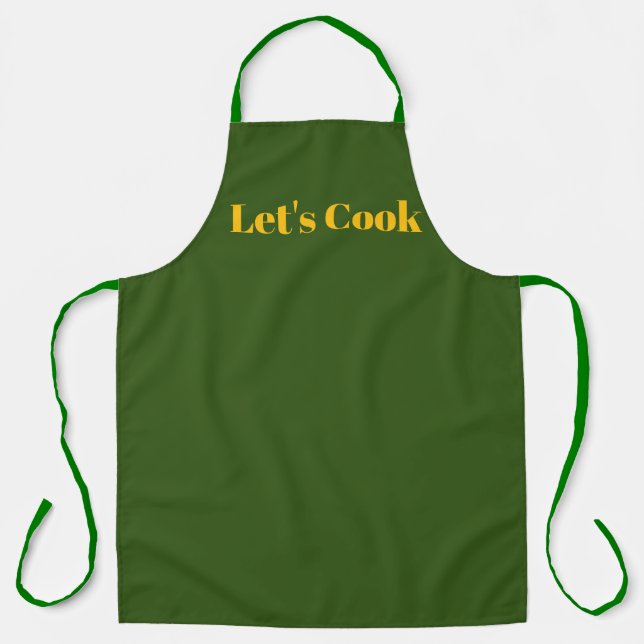 Tablier Let's Cook Olive Green  Kitchen Craft Chef  (Recto)