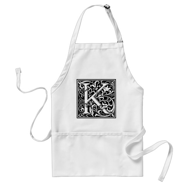 Tablier Lettre alphabet style Renaissance chic K (Devant)