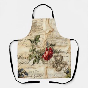 Tablier Lettre d'amour sur parchemin vintage avec fleurs