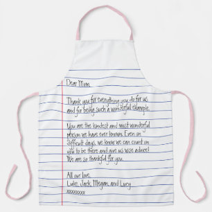 Tablier Lettre manuscrite moderne sur le papier lié pour m