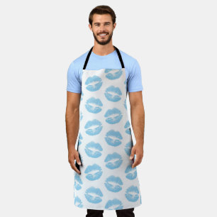 Tablier Lèvres Bleues, Motif De Lèvres, Bleu, Baiser