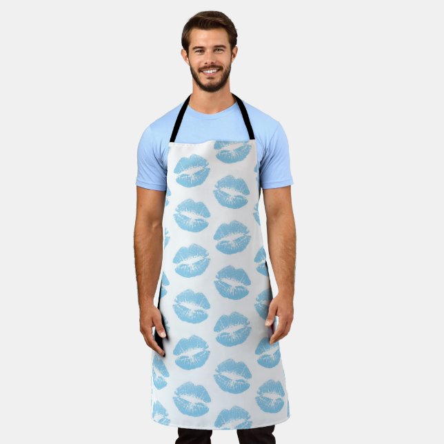 Tablier Lèvres Bleues, Motif De Lèvres, Bleu, Baiser (Porté)