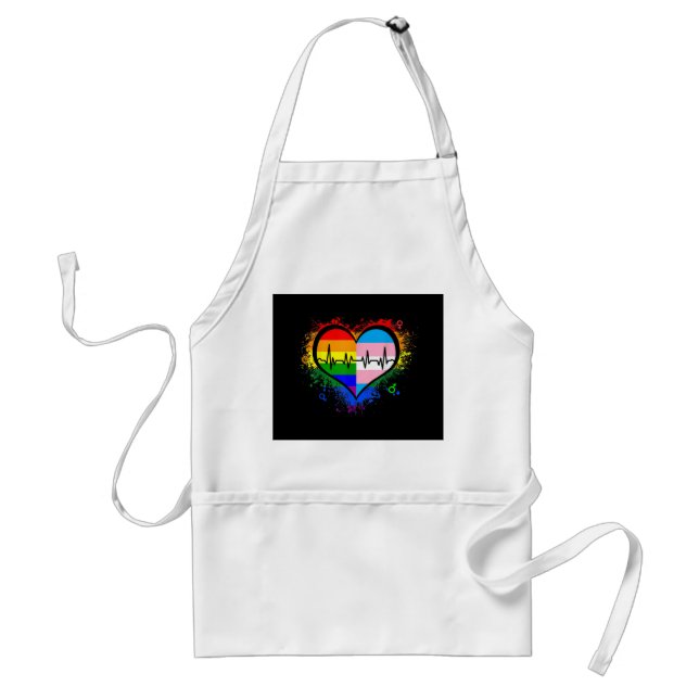 Tablier LGBT Hearbeat EKG Shirt Gay Lesbian Transgenre L (Devant)