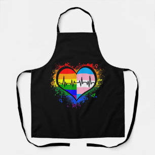 Tablier LGBT Hearbeat EKG Shirt Gay Lesbian Transgenre L