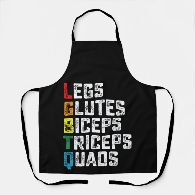 Tablier LGBTQ Legs Glutes Biceps Triceps Quads Gym amusant (Recto)