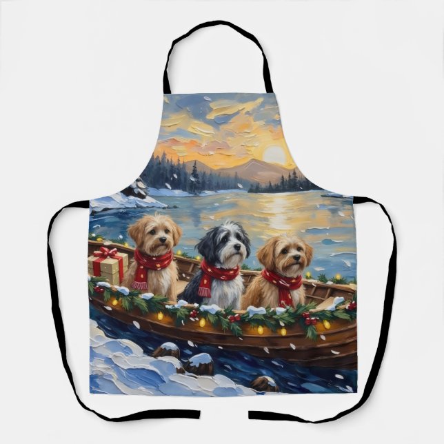 Tablier Lhasa Apso Bateau de Noël Vacances (Recto)
