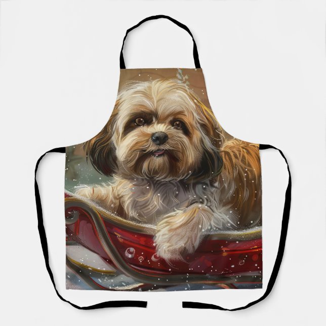 Tablier Lhasa Apso Chien Fête de Noël (Recto)