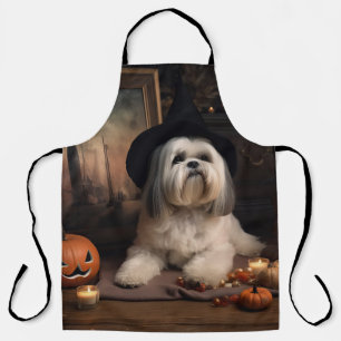Tablier Lhasa Apso Citrouilles Halloween Épouvantable
