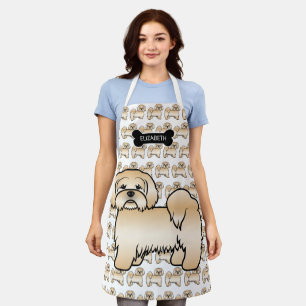 Tablier Lhasa Apso doré Chien de dessin animé mignon & nom