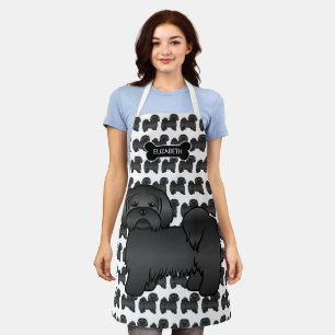 Tablier Lhasa Apso noir Chien de dessin animé mignon & nom